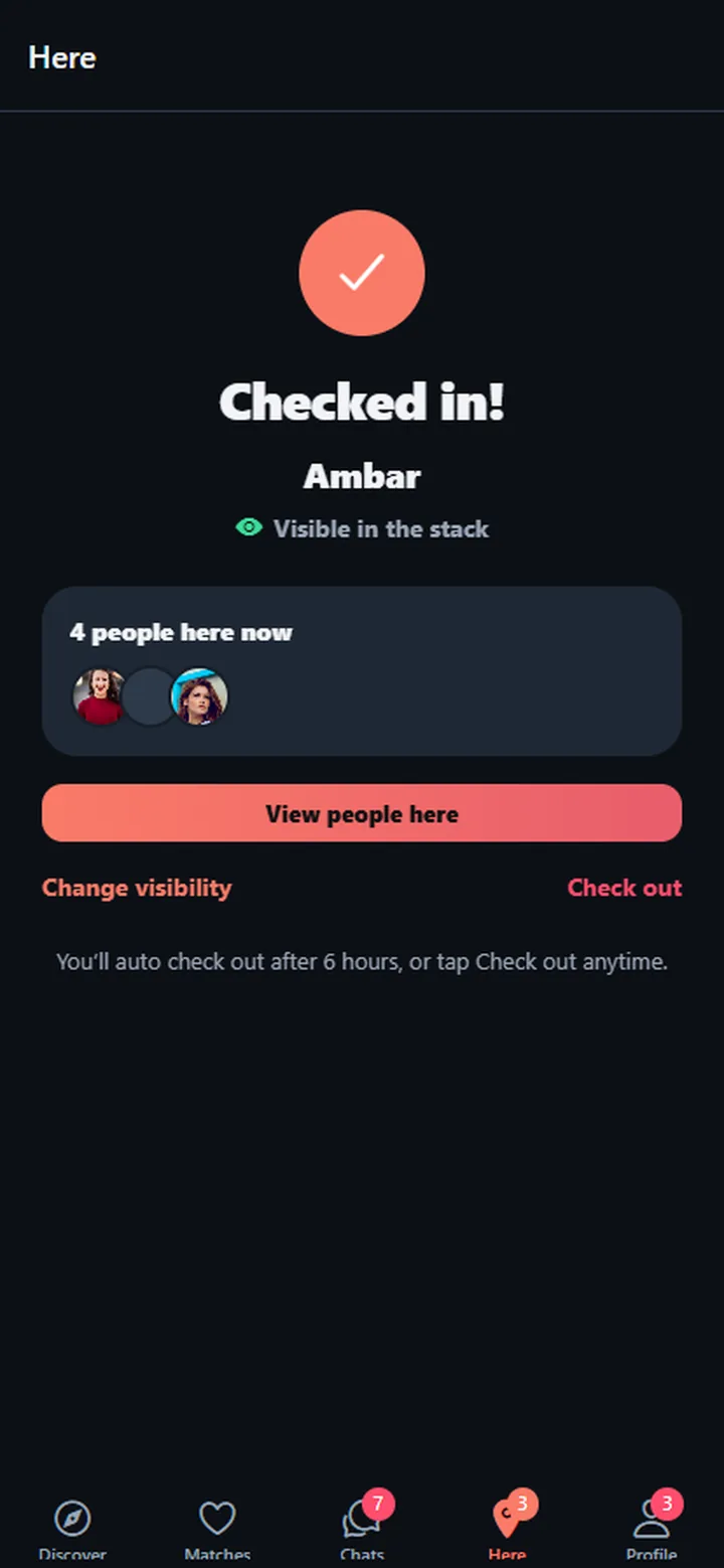 Checking in at a venue to see who else is out