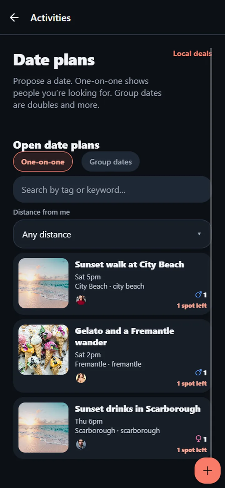 Open date plans in One Dollar Date with a time, suburb and venue