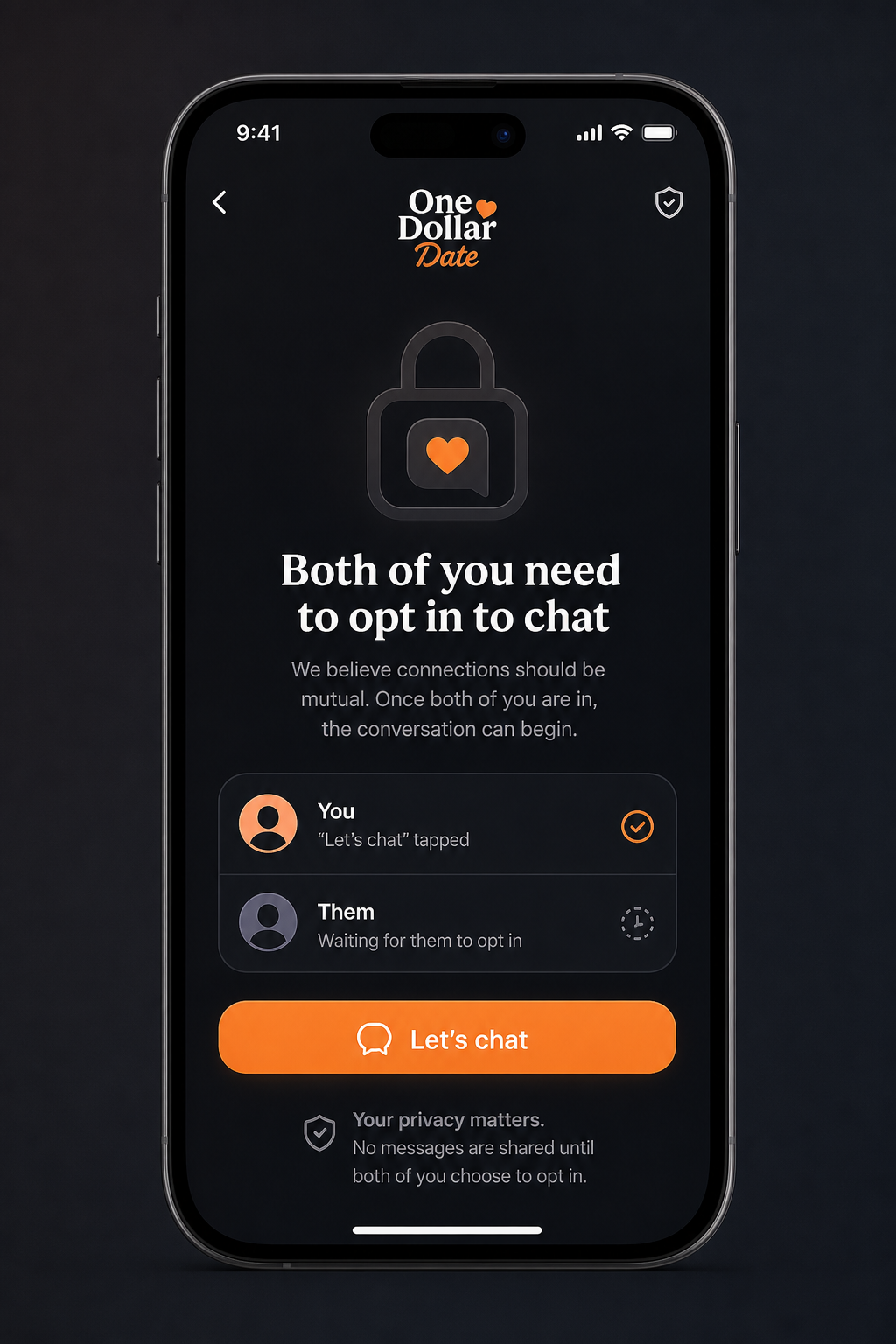 Mutual Let's chat consent screen